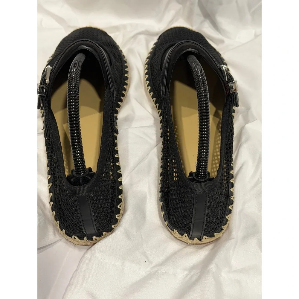 Michael Kors Black Mesh‎ Mary Jane Espadrille Flats MK Logo 10 Resortwear 106-09